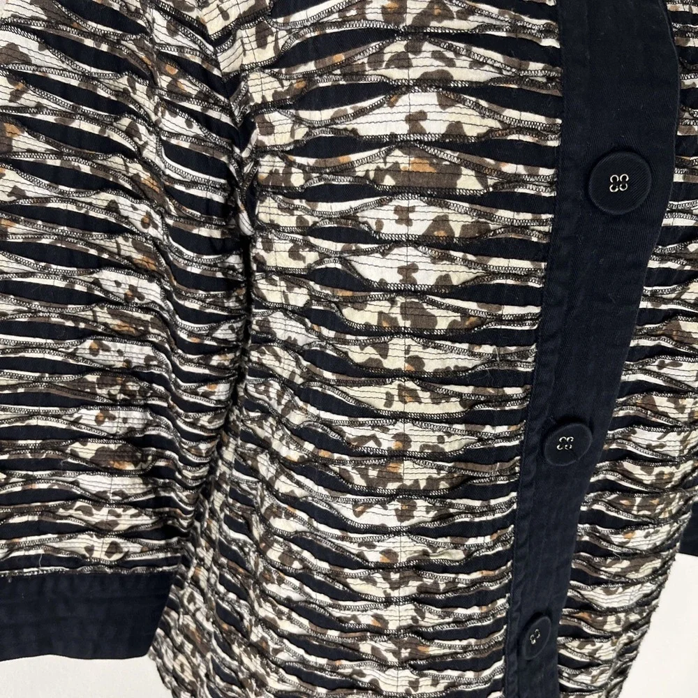 Chico's 100% Cotton Abstract Animal Print Quilted‎ Jacket Large Size 2